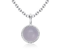 Rose Quartz Natural Round Stone Silver Necklace SPE-5144